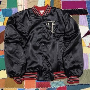 Vintage 1980s Locker Line Atlanta Falcons Satin Bomber Varsity Jacket Large